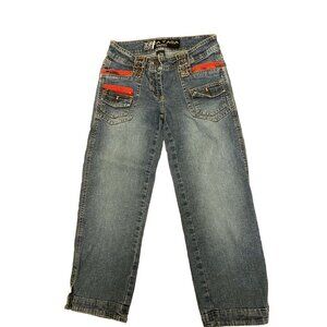 Kigs Yada Yada Blue Jeans Pants Red Details 4 Pockets with 8 Zippers Size 5